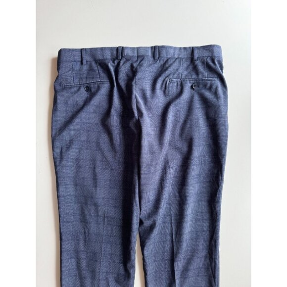 EMPORIO ARMANI Dark Blue Check 100% Wool Trousers Dress Pants, Size 54 - Picture 5 of 13